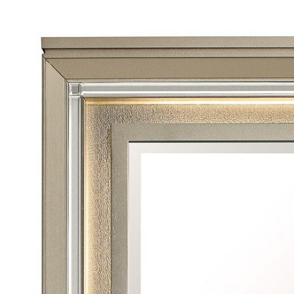 Loy Vanity Dresser Mirror,Metallic Champagne Gray, LED Frame 38 x 38 - BM351919