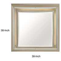 Loy Vanity Dresser Mirror,Metallic Champagne Gray, LED Frame 38 x 38 - BM351919