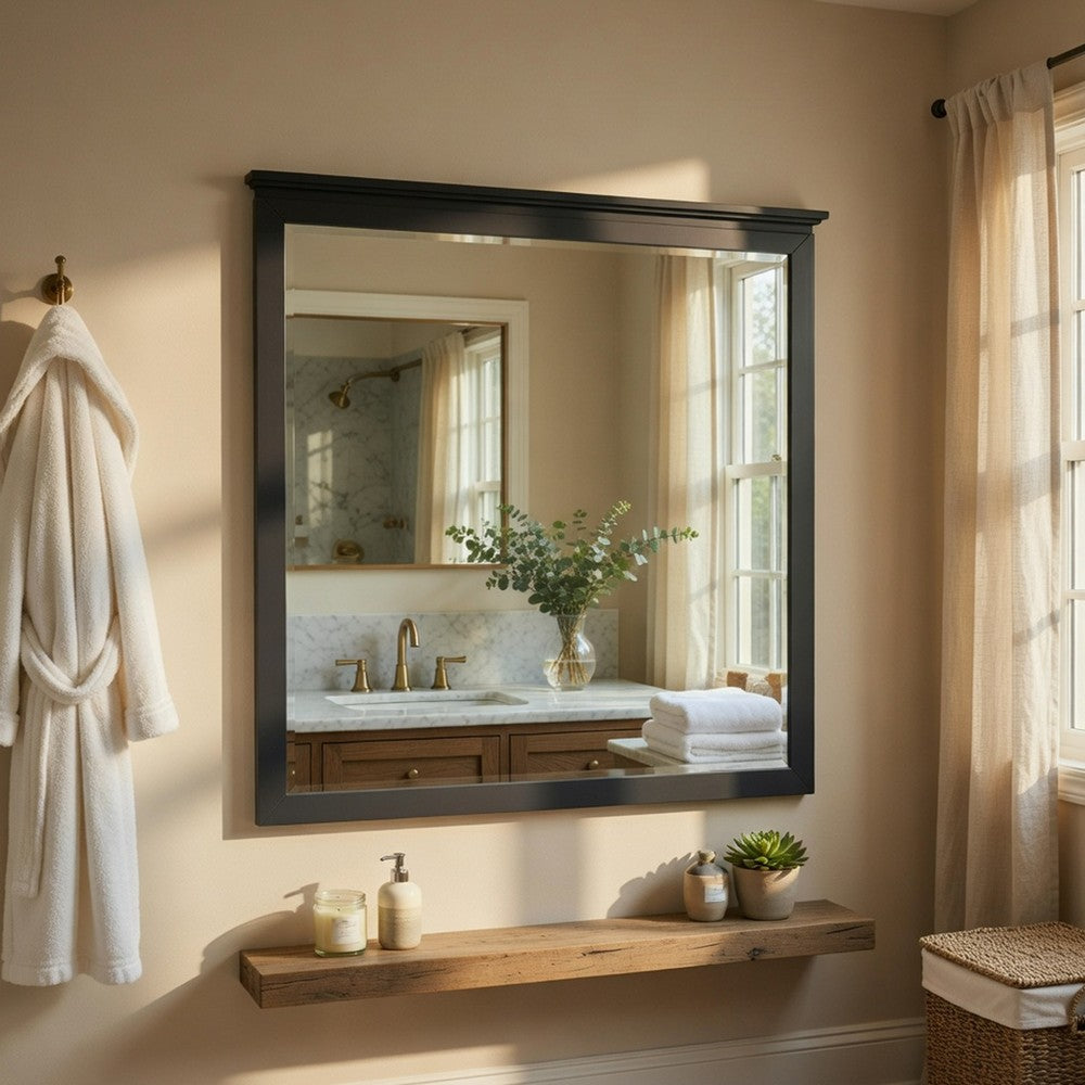Sely Vanity Dresser Mirror, Navy Blue Finish Frame, 38 x 38 - BM351920