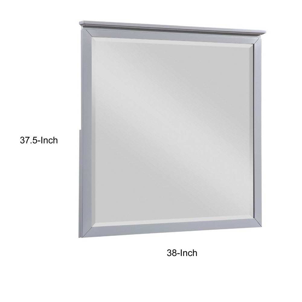 Sely Vanity Dresser Mirror, Light Gray Finish Frame, 38 x 38 - BM351921
