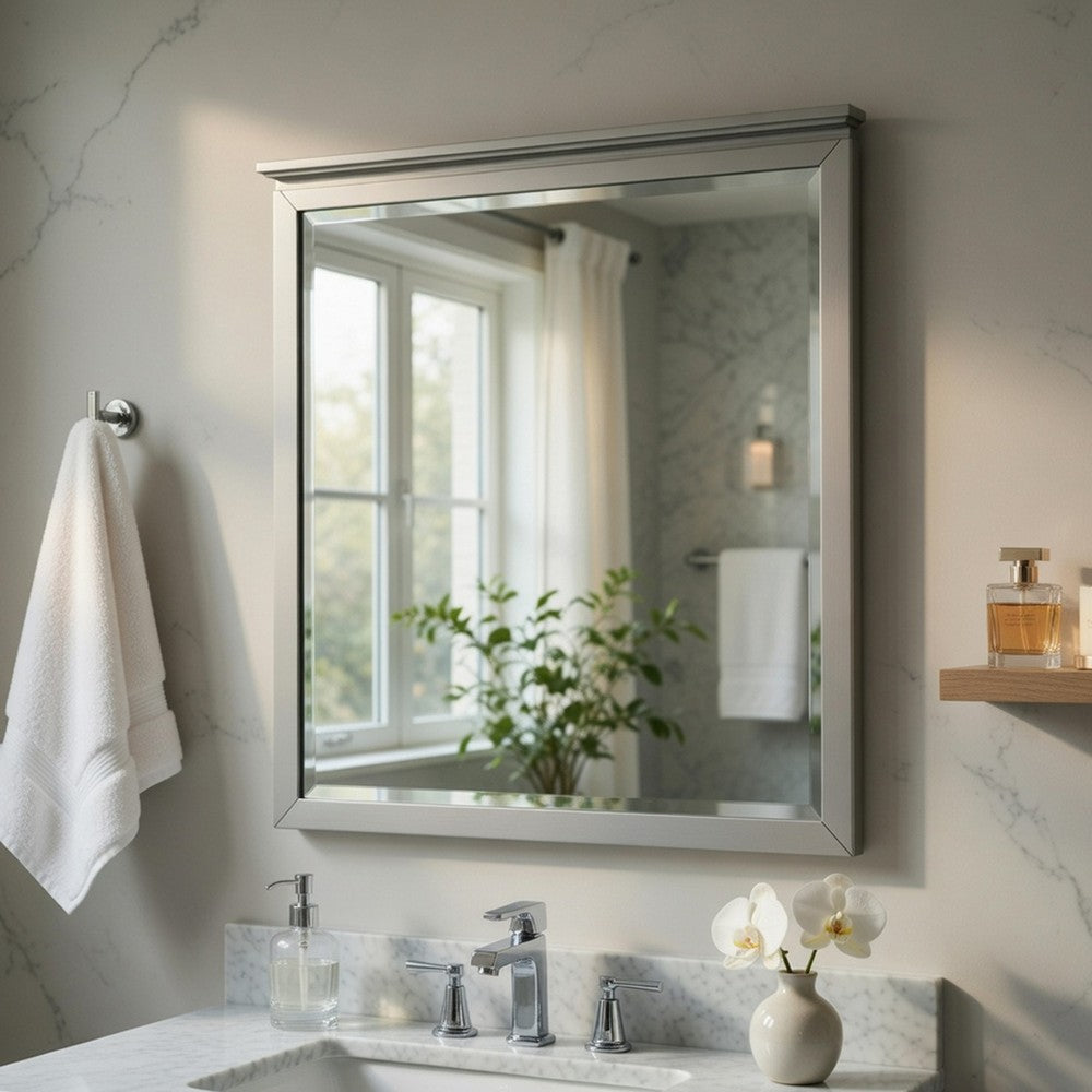Sely Vanity Dresser Mirror, Light Gray Finish Frame, 38 x 38 - BM351921