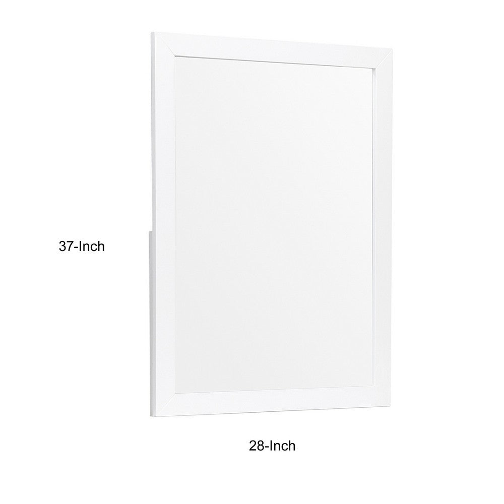 Goe Vanity Dresser Mirror, Transitional White Finish, 28 x 37 - BM351923