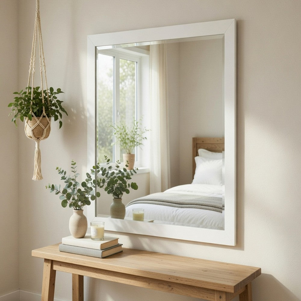 Goe Vanity Dresser Mirror, Transitional White Finish, 28 x 37 - BM351923