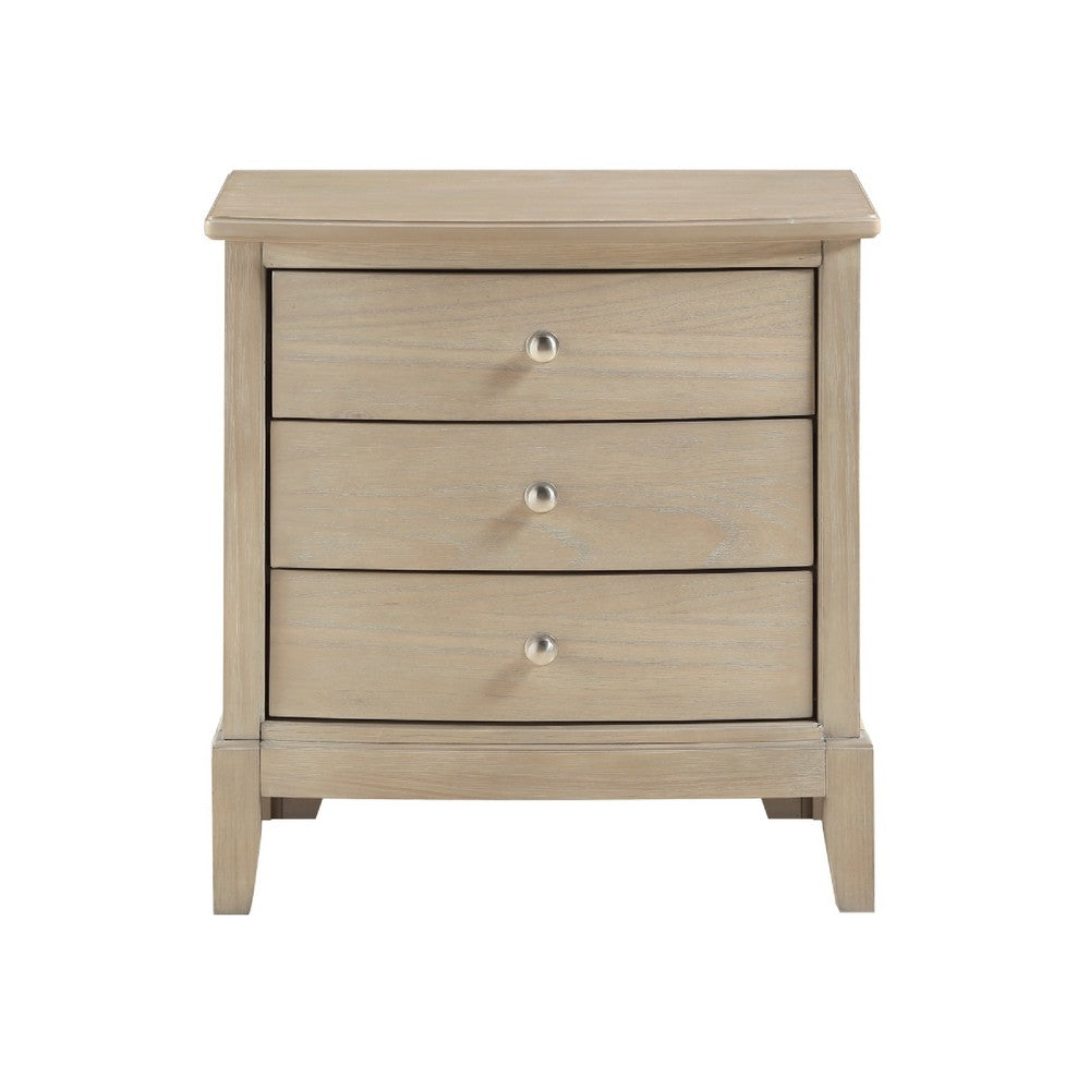 Hadly Nighstand, 3 Drawers, Satin Nickel Knobs, Modern Rustic Beige - BM351933