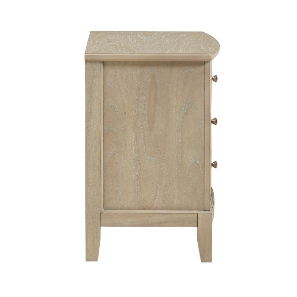 Hadly Nighstand, 3 Drawers, Satin Nickel Knobs, Modern Rustic Beige - BM351933