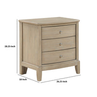 Hadly Nighstand, 3 Drawers, Satin Nickel Knobs, Modern Rustic Beige - BM351933