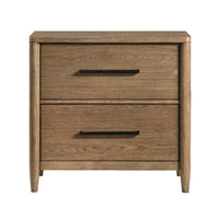 Seny Nighstand, 2 Drawers, USB Ports, Cedar Veneered Bottom Drawer, Brown - BM351936