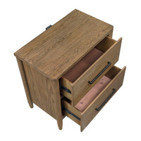Seny Nighstand, 2 Drawers, USB Ports, Cedar Veneered Bottom Drawer, Brown - BM351936