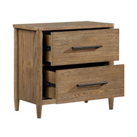 Seny Nighstand, 2 Drawers, USB Ports, Cedar Veneered Bottom Drawer, Brown - BM351936