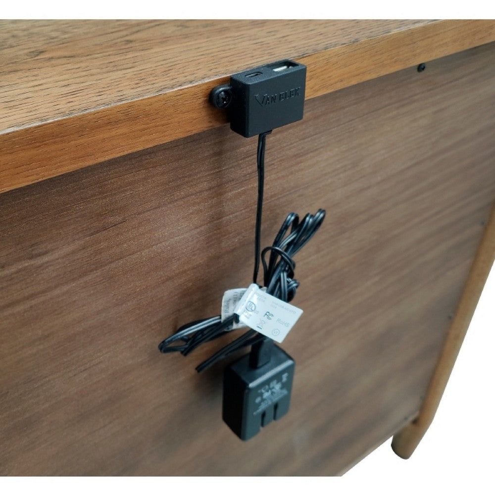 Seny Nighstand, 2 Drawers, USB Ports, Cedar Veneered Bottom Drawer, Brown - BM351936