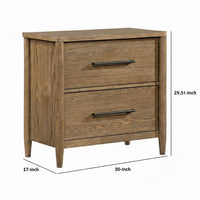 Seny Nighstand, 2 Drawers, USB Ports, Cedar Veneered Bottom Drawer, Brown - BM351936