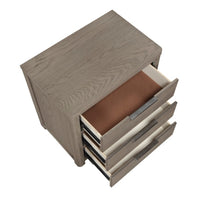 Dely Nighstand, 3 Drawers, Chrome Edge Handles, Modern Rustic Gray Wood - BM351937