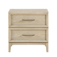 Ary Nighstand, 2 Dovetail Drawers, Black Nickel Handles, Light Brown - BM351938