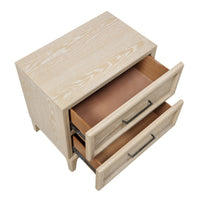 Ary Nighstand, 2 Dovetail Drawers, Black Nickel Handles, Light Brown - BM351938