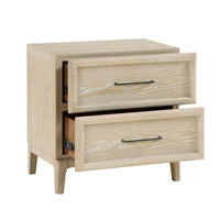 Ary Nighstand, 2 Dovetail Drawers, Black Nickel Handles, Light Brown - BM351938