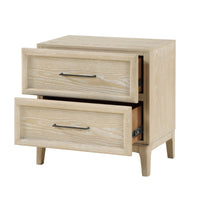 Ary Nighstand, 2 Dovetail Drawers, Black Nickel Handles, Light Brown - BM351938