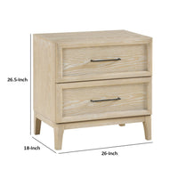 Ary Nighstand, 2 Dovetail Drawers, Black Nickel Handles, Light Brown - BM351938