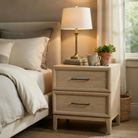 Ary Nighstand, 2 Dovetail Drawers, Black Nickel Handles, Light Brown - BM351938