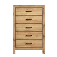 Eby  Tall Dresser Chest, 5 Drawers, Black Nickel Handles, Natural Brown - BM351941