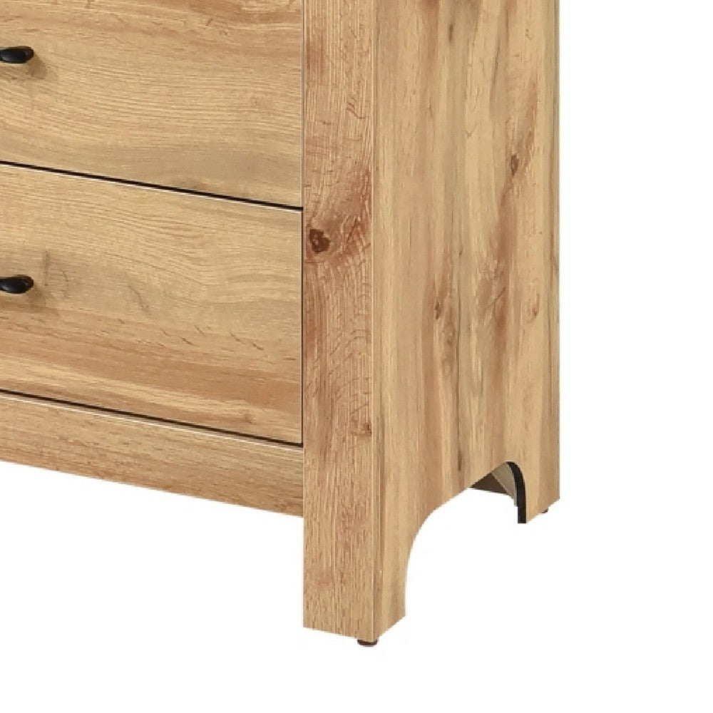 Eby  Tall Dresser Chest, 5 Drawers, Black Nickel Handles, Natural Brown - BM351941