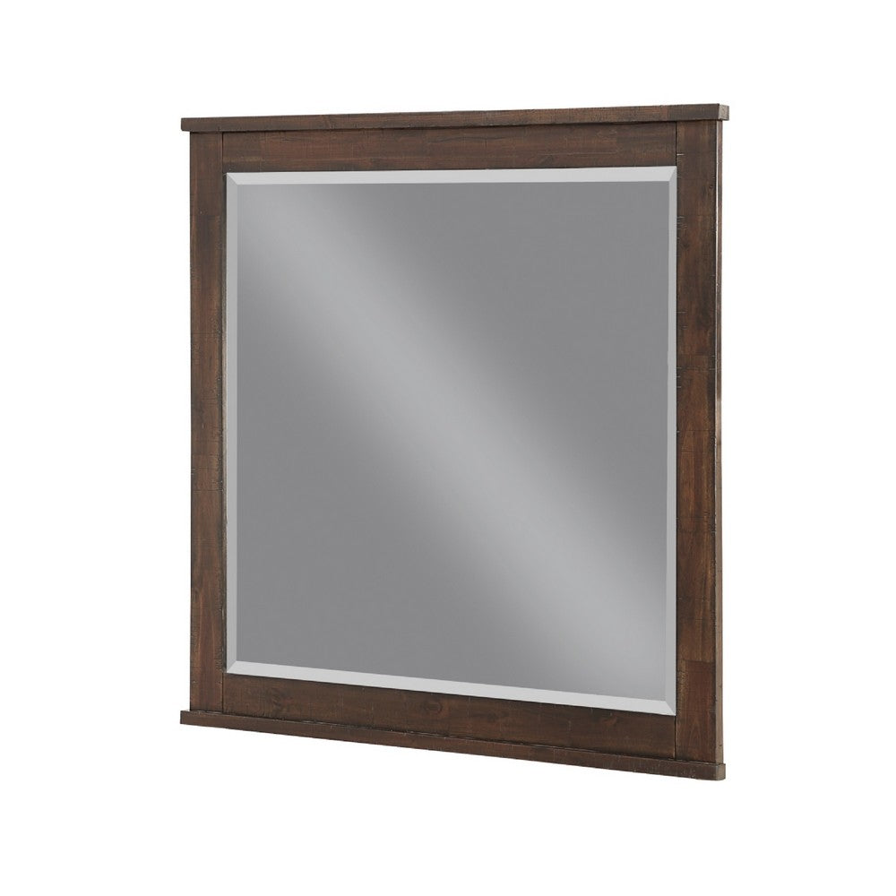 Niti Dresser Mirror, Rustic Dark Brown Birch Wood Frame, 41 x 42 - BM351943