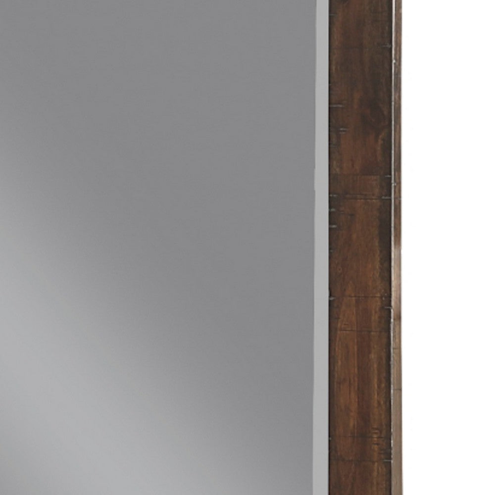 Niti Dresser Mirror, Rustic Dark Brown Birch Wood Frame, 41 x 42 - BM351943