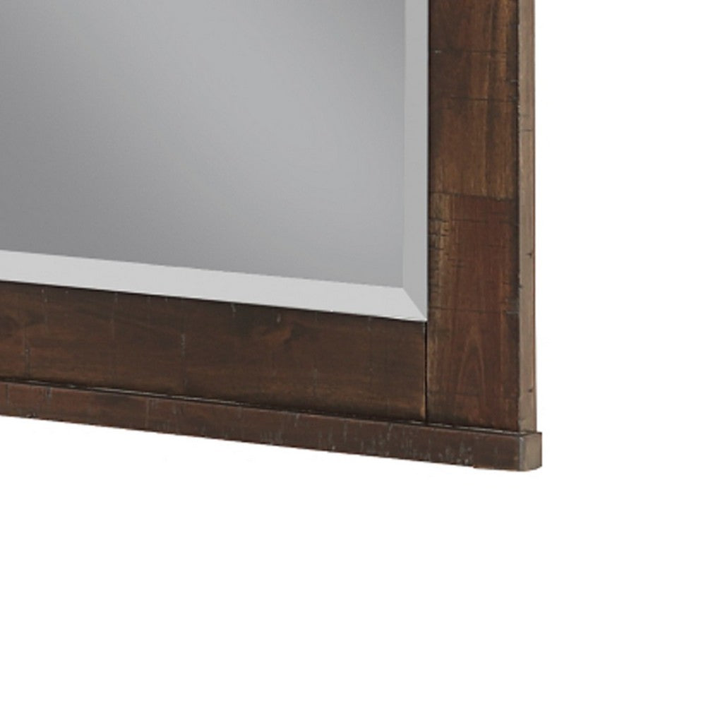 Niti Dresser Mirror, Rustic Dark Brown Birch Wood Frame, 41 x 42 - BM351943