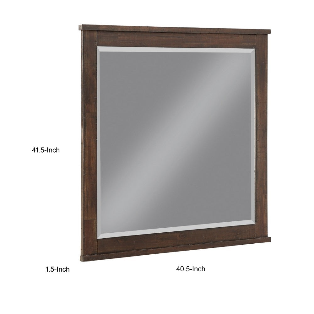 Niti Dresser Mirror, Rustic Dark Brown Birch Wood Frame, 41 x 42 - BM351943