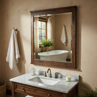 Niti Dresser Mirror, Rustic Dark Brown Birch Wood Frame, 41 x 42 - BM351943