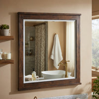 Niti Dresser Mirror, Rustic Dark Brown Birch Wood Frame, 41 x 42 - BM351943
