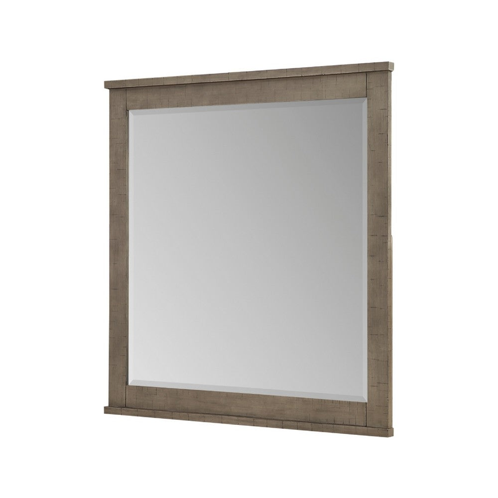 Niti Dresser Mirror, Rustic Gray Birch Wood Frame, 41 x 42 - BM351944
