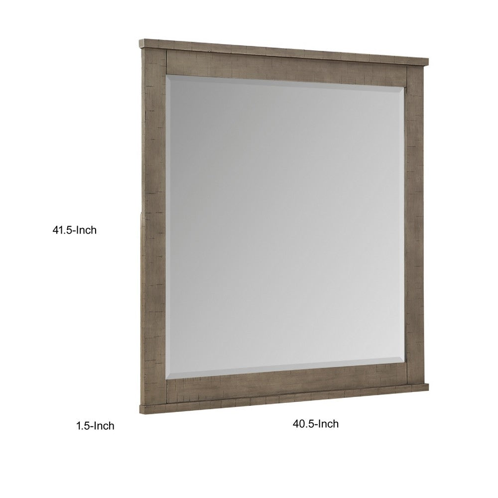 Niti Dresser Mirror, Rustic Gray Birch Wood Frame, 41 x 42 - BM351944