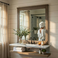 Niti Dresser Mirror, Rustic Gray Birch Wood Frame, 41 x 42 - BM351944