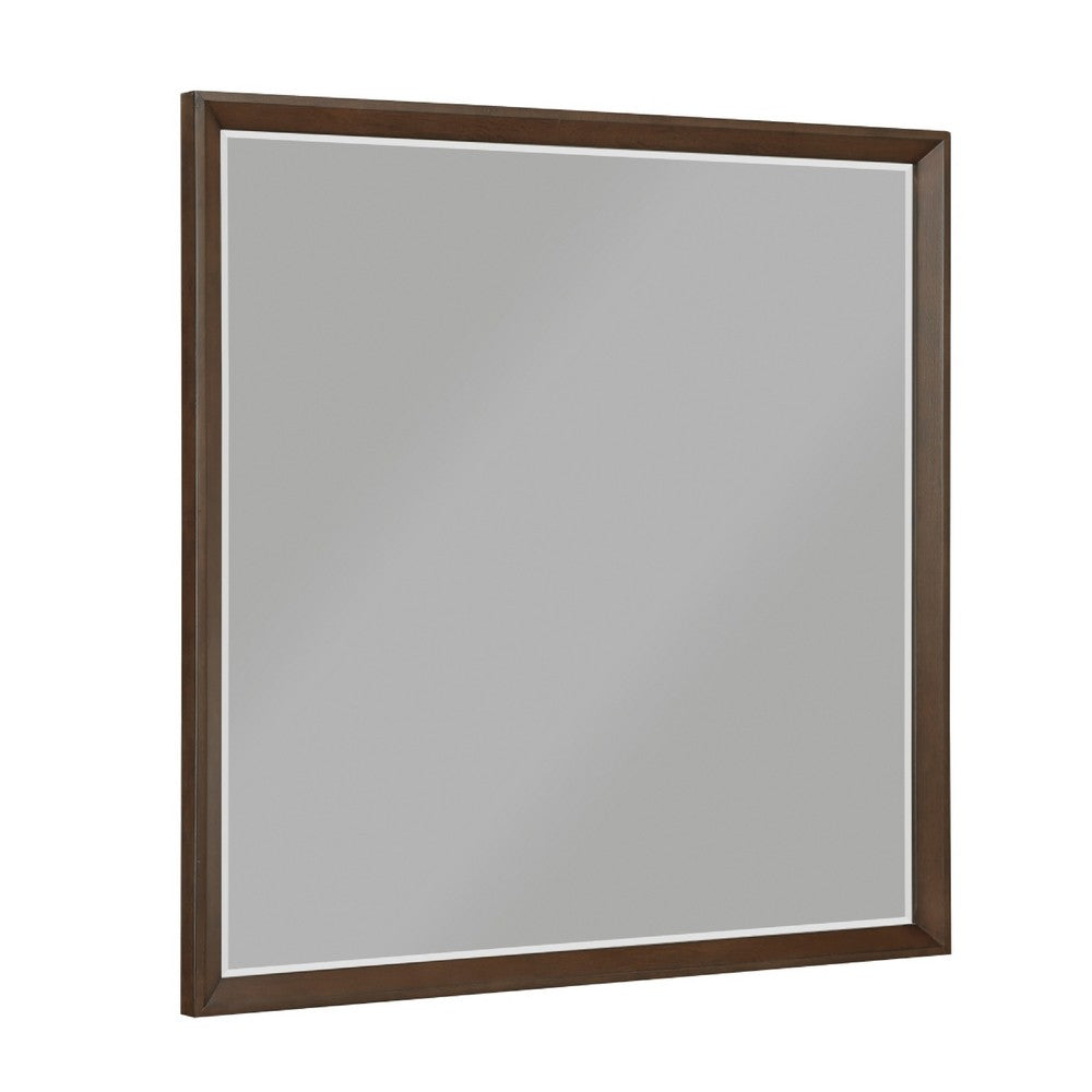 Soly Dresser Mirror, Rustic Walnut Brown Wood Frame, 40 x 53 - BM351945