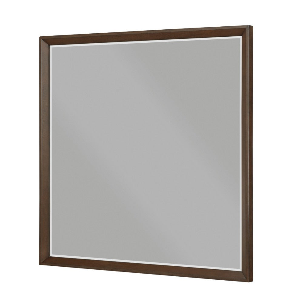 Soly Dresser Mirror, Rustic Walnut Brown Wood Frame, 40 x 53 - BM351945