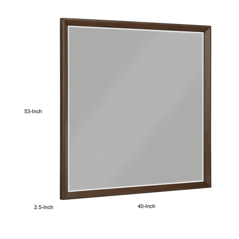 Soly Dresser Mirror, Rustic Walnut Brown Wood Frame, 40 x 53 - BM351945