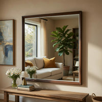 Soly Dresser Mirror, Rustic Walnut Brown Wood Frame, 40 x 53 - BM351945