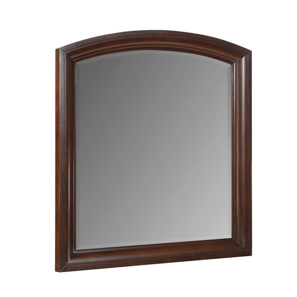 Hudy Dresser Mirror, 34 x 38 Birch Wood Arch Frame, Cherry Brown  - BM351946