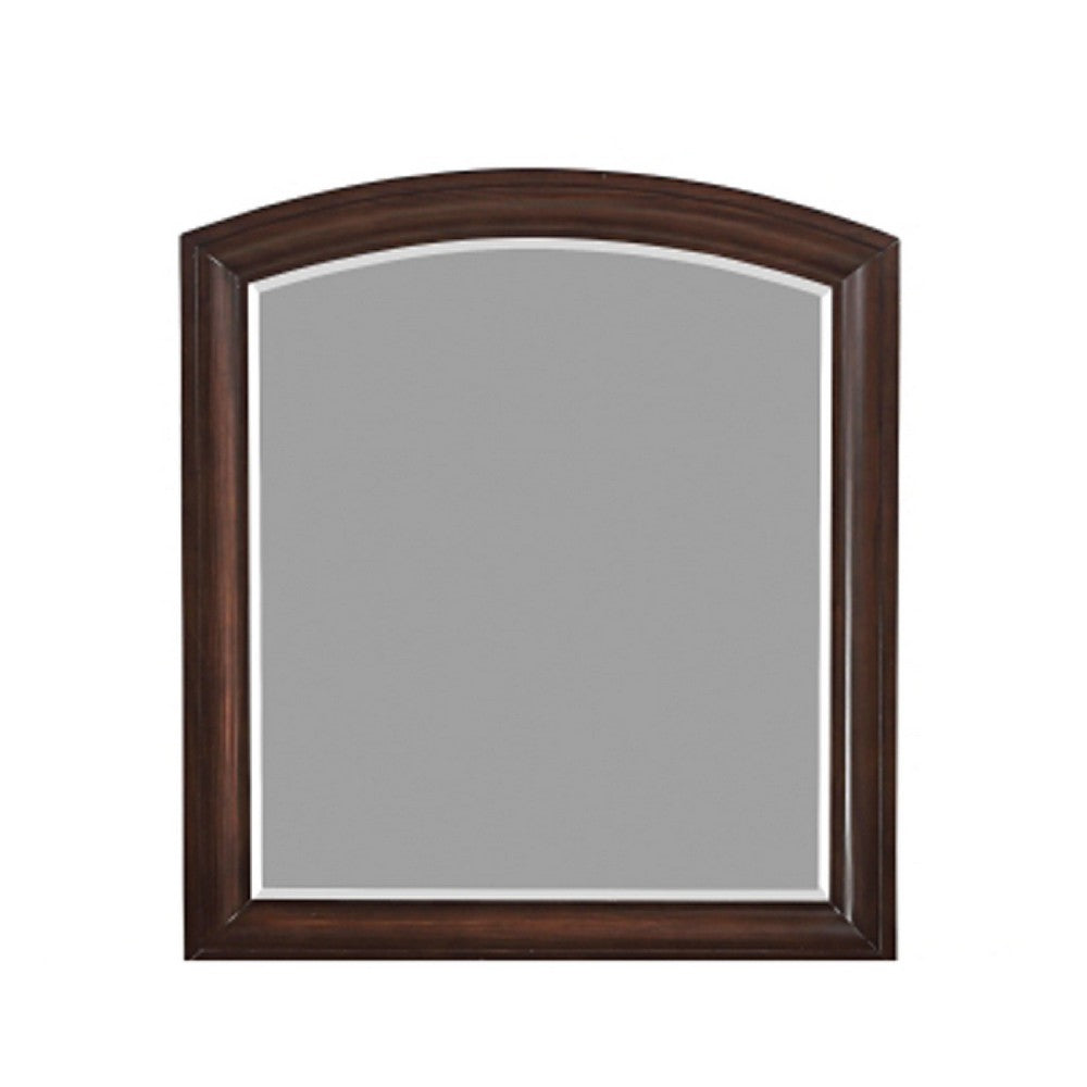 Hudy Dresser Mirror, 34 x 38 Birch Wood Arch Frame, Cherry Brown  - BM351946