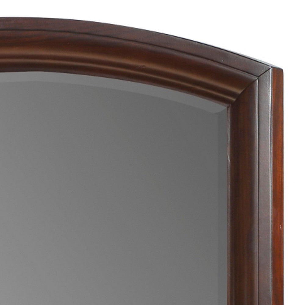 Hudy Dresser Mirror, 34 x 38 Birch Wood Arch Frame, Cherry Brown  - BM351946