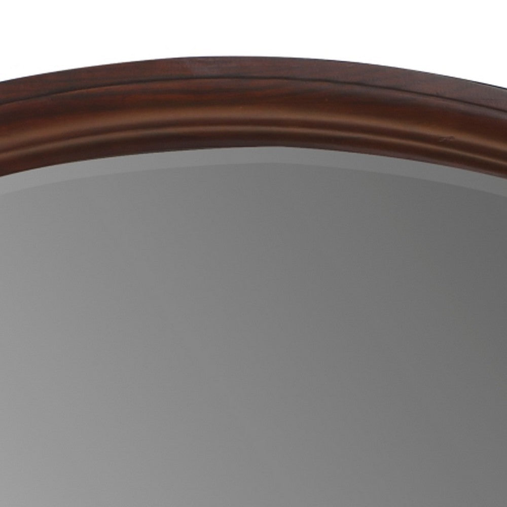 Hudy Dresser Mirror, 34 x 38 Birch Wood Arch Frame, Cherry Brown  - BM351946