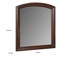 Hudy Dresser Mirror, 34 x 38 Birch Wood Arch Frame, Cherry Brown  - BM351946