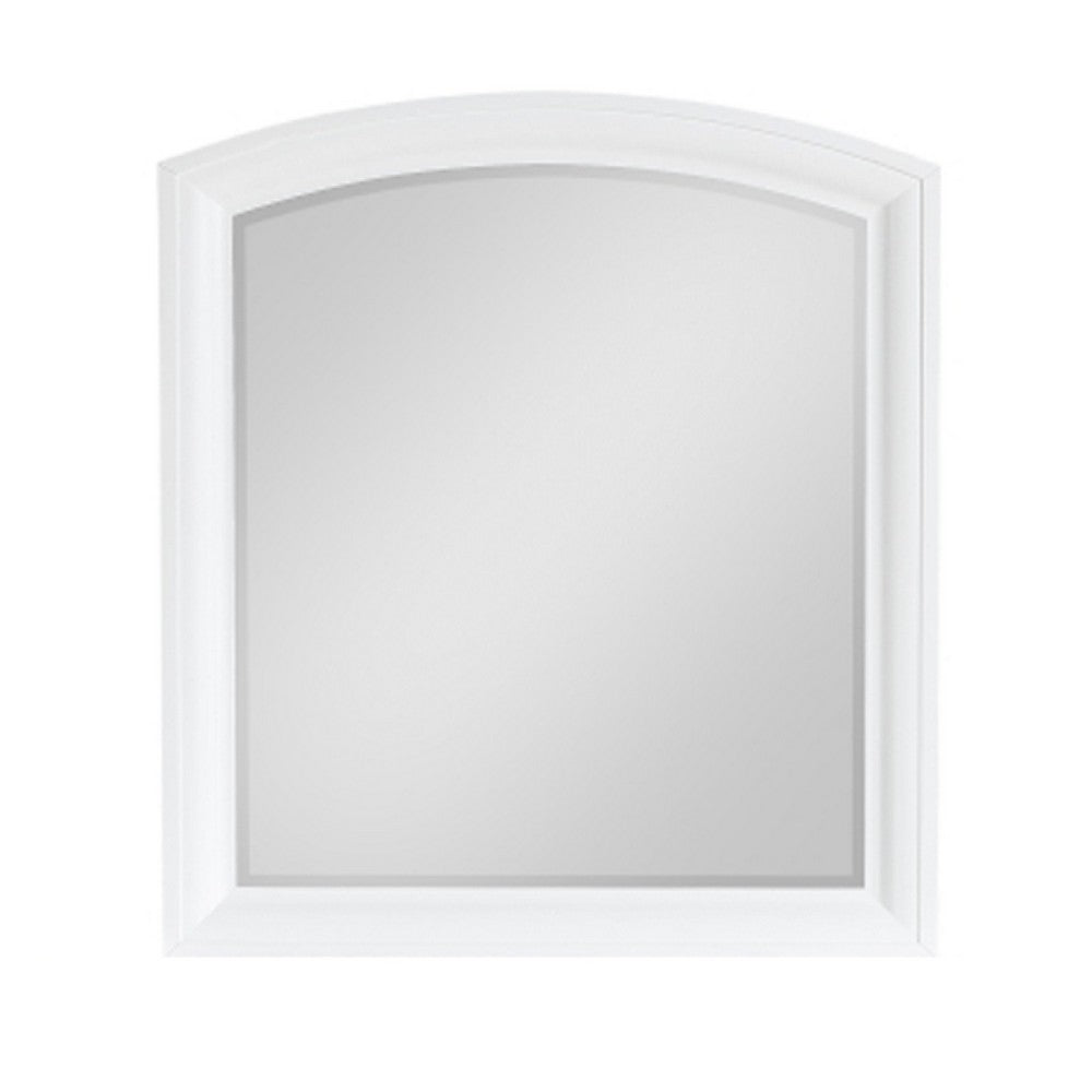 Hudy Dresser Mirror, 34 x 38 Birch Wood Arch Frame, Farmhouse White  - BM351947