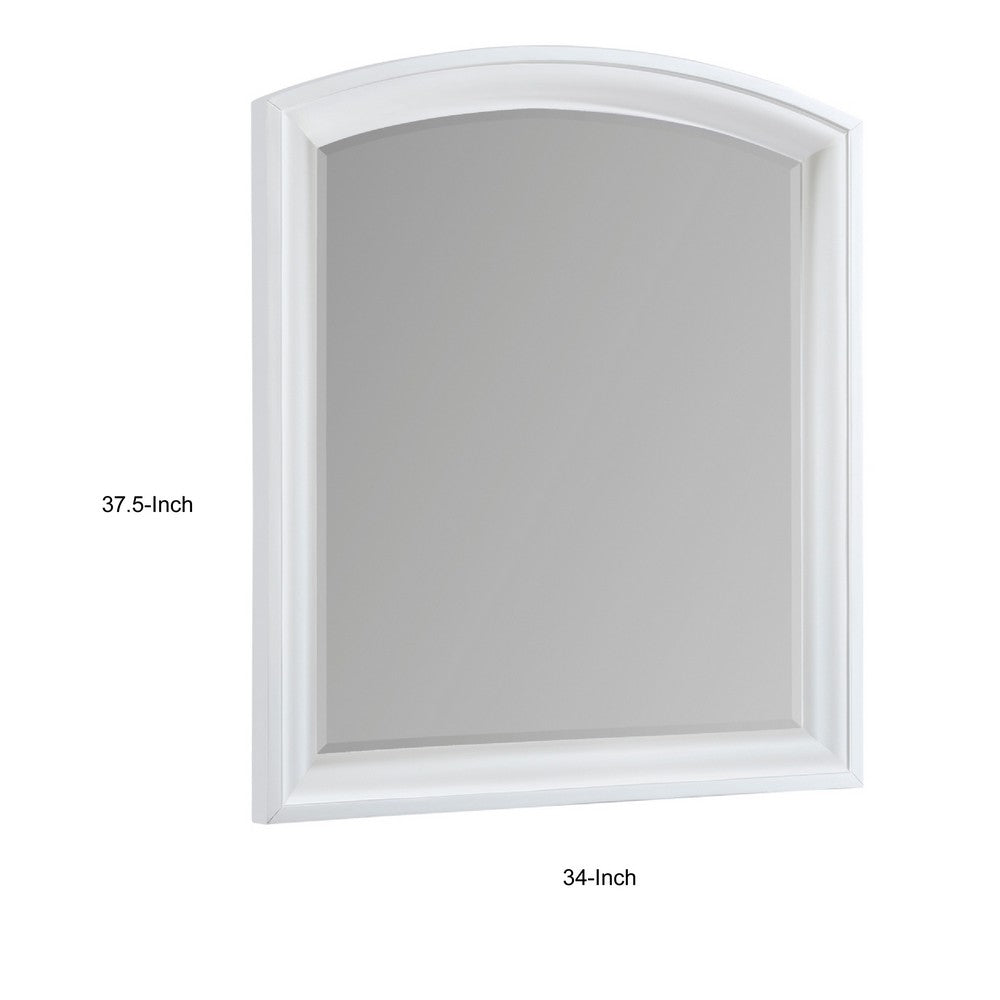 Hudy Dresser Mirror, 34 x 38 Birch Wood Arch Frame, Farmhouse White  - BM351947
