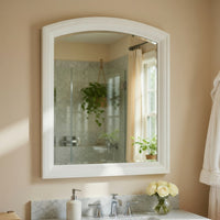 Hudy Dresser Mirror, 34 x 38 Birch Wood Arch Frame, Farmhouse White  - BM351947