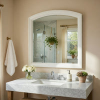 Hudy Dresser Mirror, 34 x 38 Birch Wood Arch Frame, Farmhouse White  - BM351947