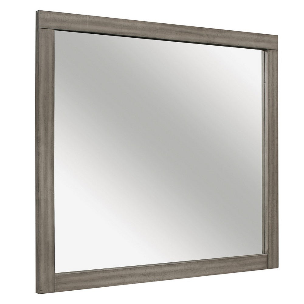 Rie Vanity Dresser Mirror, Weathered Gray Wood Frame, 36 x 41 - BM351948