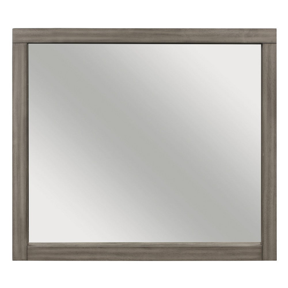 Rie Vanity Dresser Mirror, Weathered Gray Wood Frame, 36 x 41 - BM351948