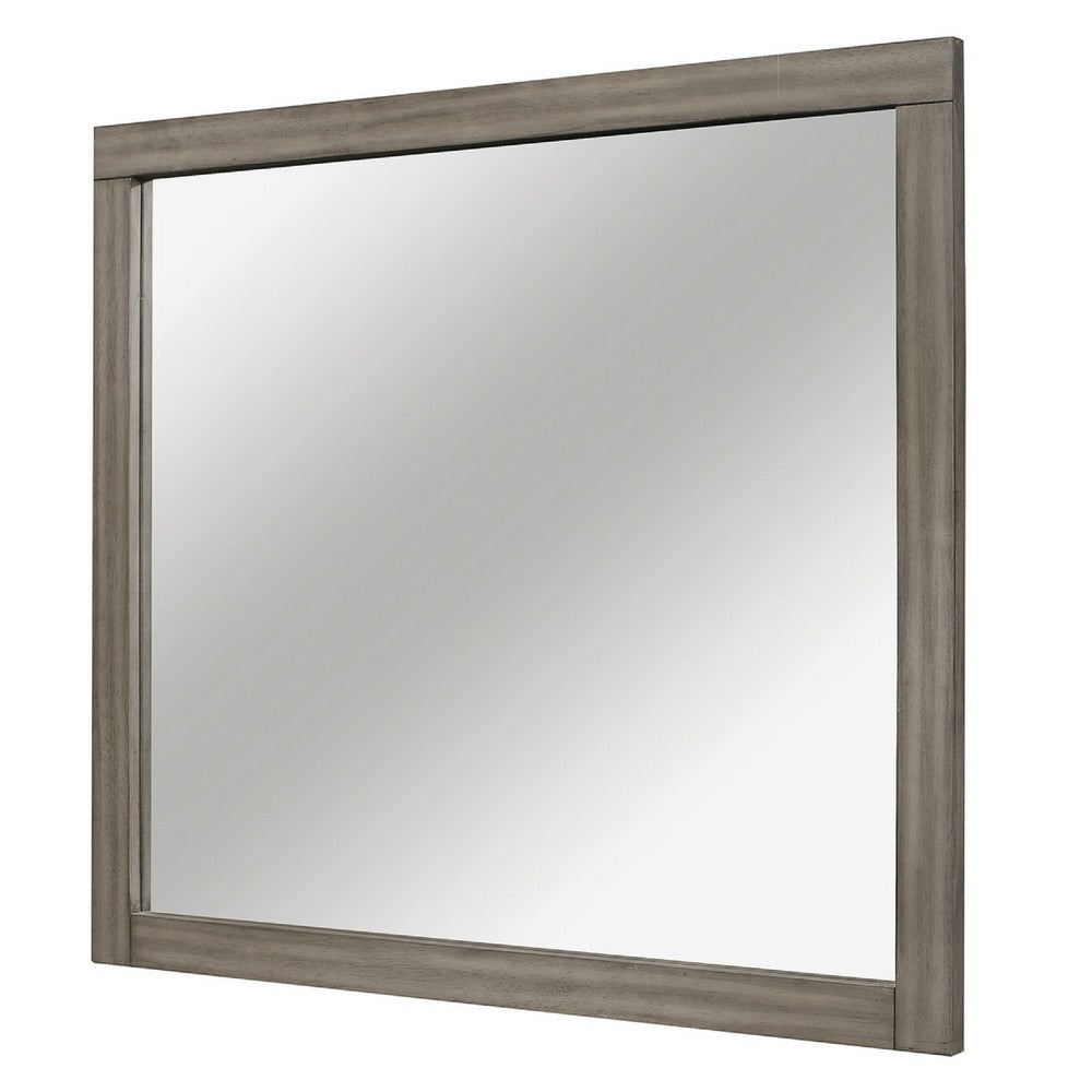 Rie Vanity Dresser Mirror, Weathered Gray Wood Frame, 36 x 41 - BM351948