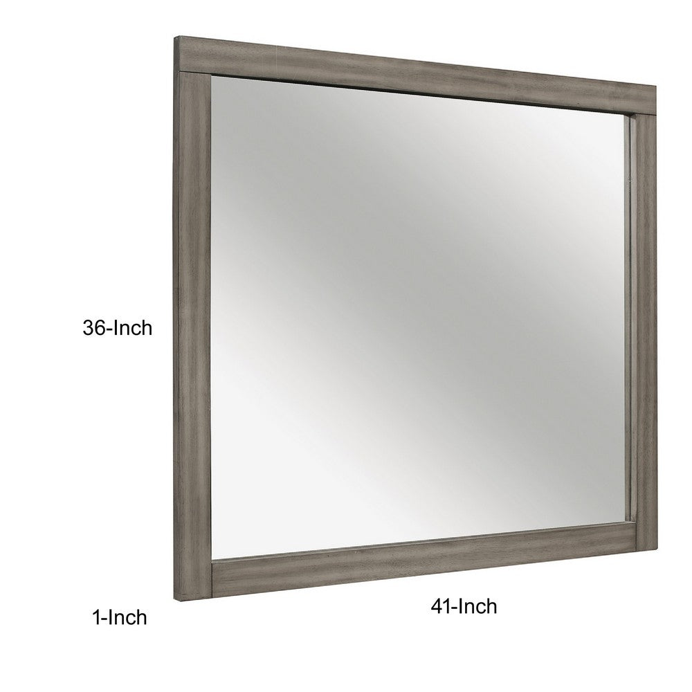 Rie Vanity Dresser Mirror, Weathered Gray Wood Frame, 36 x 41 - BM351948